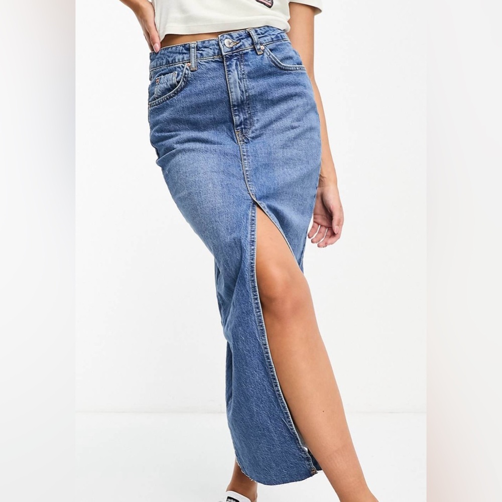 Denim midi skirt